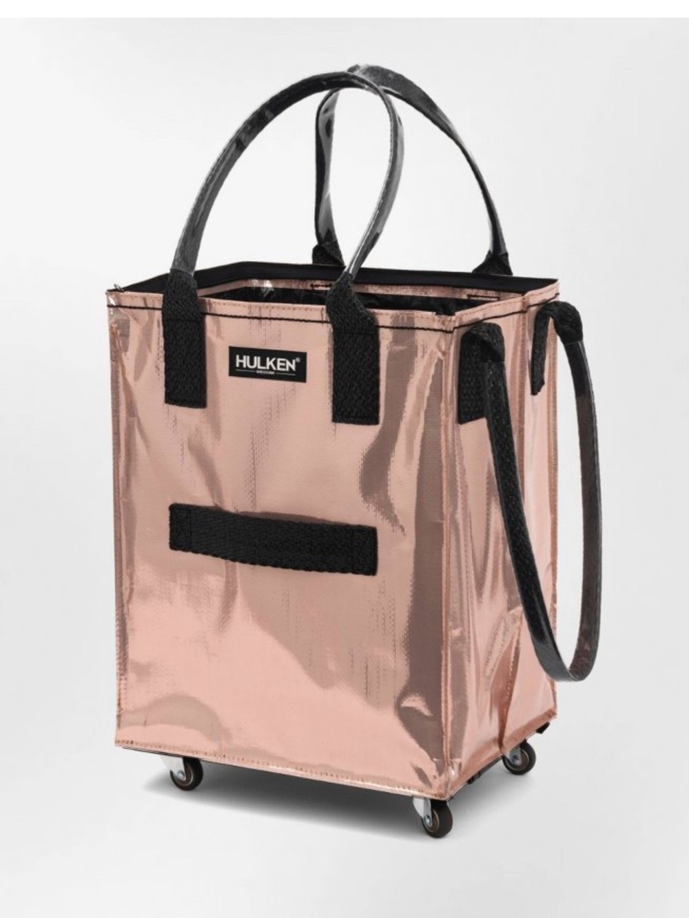 Hulken Metallic Rose Gold Tote with Wheels